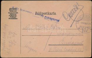 Tábori posta levelezőlap &quot;M.kir. budapesti I. honvéd gyalogezred&quot; + &quot;TP 417 b&quot;, Austria-Hungary Field postcard