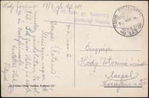1917 Tábori posta képeslap / Field postcard M.kir. 40. honv. gy. hadosztály rohamzászlóalj gazdasági hivatala + TP 414