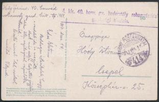 Tábori posta képeslap &quot;M.kir. 40. honv. gy. hadosztály rohamzászlóalj gazdasági hivatala&quot; + &quot;TP 414&quot;, Austria-Hungary Field postcard