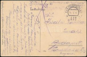 1917 Tábori posta képeslap / Field postcard &quot;K.u.k. Feldjägerbataillon&quot; + &quot;FP 412 b&quot;