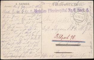 1916 Tábori posta képeslap / Field postcard Mobiles Pferdespital Nr.6. Sect.6. + EP 175