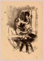 Dékány Ágoston (1948-): Aktus. Litográfia, papír, jelzett (DÁ), hátoldalán ceruza rajz, 17×22 cm