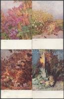 6 db RÉGI megíratlan művész képeslap; hónapok, évszakok, B. K. W. I. / 6 pre-1945 unused art postcard; months, B. K. W. I.