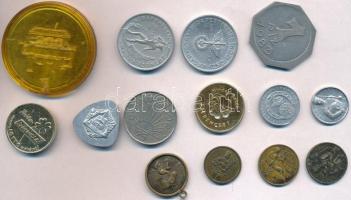 Vegyes 14db-os szerencse-, emlék- és szükségpénz, közte 1983. "1 Píz", DN "Miskolci V...