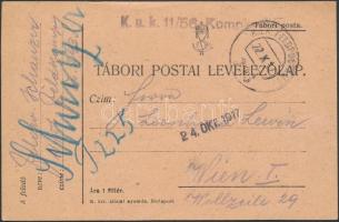 1917 Tábori posta levelezőlap / Field postcard K.u.k. 11/56 Komp... + FP 293