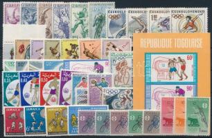 1956-1976 Sport 43 stamps + block, 1956-1976 Sport motívum 43 db bélyeg, közte teljes sorok + blokk stecklapon