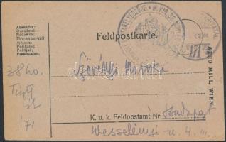 ~1918 Tábori posta levelezőlap / Field postcard &quot;M. KIR. 38 HONVÉD HADOSZTÁLY ... + &quot;TP 171&quot;