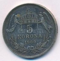 1900KB 5K Ag "Ferenc József" vésett arckép, vésett angyalok T:3 Adamo K7