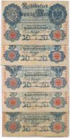 Német Birodalom 1914. 20M (5x) T:III German Empire 1914. 20 Mark (5x) C:F