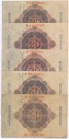 Német Birodalom 1914. 20M (5x) T:III
German Empire 1914. 20 Mark (5x) C:F