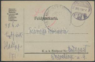 1918 Tábori posta levelezőlap / Field postcard HP 171