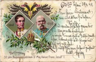 1898 Ferenc József uralkodásának 50. évfordulója / Franz Josephs 50th anniversary of reign, litho (b)