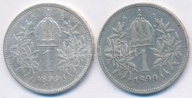 Ausztria 1899. 1K Ag "I. Ferenc József" (2x) T:2,2- ph.
Austria 1899. 1 Corona Ag "F...