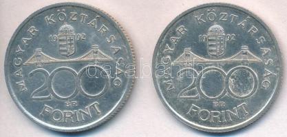 1992. 200Ft Ag "MNB" (2x) T:2