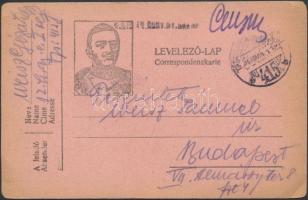 Austria-Hungary field postcard, Tábori posta levelezőlap &quot;M.KIR. 12. HONV. GY. EZRED&quot; + &quot;TP 415 b&quot;