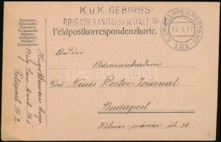 1917 Tábori posta levelezőlap / Field postcard &quot;K.u.K. GEBIRGS / BRIGADESANITATSANSTALT&quot; + &quot;EP 181&quot;