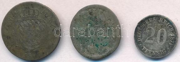 3db klf rossz állapotú német ezüstpénz, közte Német Államok / Bajorország 1807. 6kr Ag "IV. Mik...