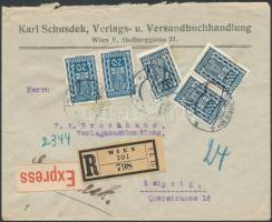 Expressz ajánlott levél Lipcsébe (hajtott), Registered express cover to Germany (folded)