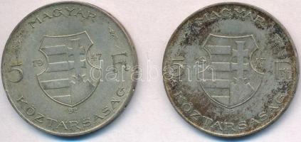 1947. 5Ft Ag "Kossuth" (2x) T:2- patina