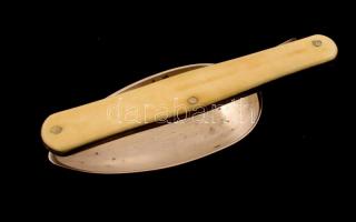 Antik ezüst (Ag.) kinyitható kanál, csont nyéllel, jelzett (1858), h:19 cm, bruttó: 51 g