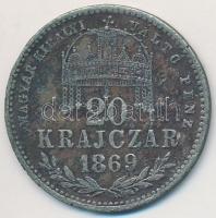 1869GYF 20kr Ag Magyar Királyi Váltó Pénz T:2-,3 patina Adamo M11.1