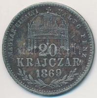 1869GYF 20kr Ag Magyar Királyi Váltó Pénz T:2-,3 patina Adamo M11.1