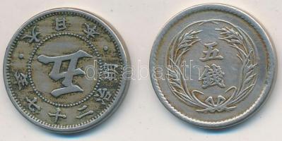 Japán 1894-1898. 5S Cu-Ni (2xklf) T:2
Japan 1894-1898. 5 Sen Cu-Ni (2xdiff) C:XF