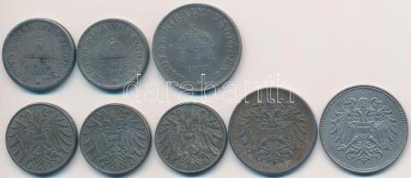 Vegyes: 1917-1918. 2f Fe (2x) + 1917. 20f Fe + Ausztria 1916-1918. 2h Fe (3xklf) + 1916-1918. 20h (2...