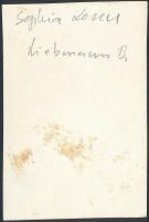 Liebmann Béla (1899-1996): Sophia Loren, fotó, hátulján feliratozva, 9,5×6,5 cm
