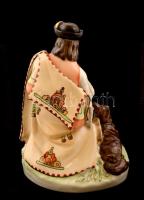 Zsolnay furulyázó pásztor, kézzel festett, jelzett, hibátlan, m:24 cm