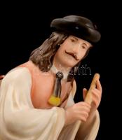 Zsolnay furulyázó pásztor, kézzel festett, jelzett, hibátlan, m:24 cm