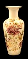 Zsolnay virág és pillangó mintás váza, kézzel festett, jelzett, hibátlan, m:26 cm
