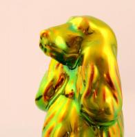 Zsolnay eozin mázas kutya, jelzett, hibátlan, m:11 cm