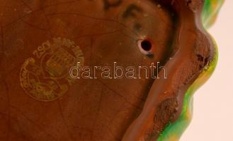 Zsolnay eozin mázas kutya, jelzett, hibátlan, m:11 cm