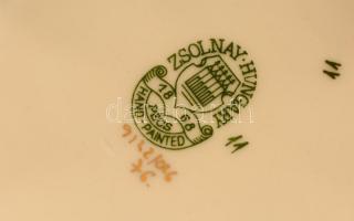 Zsolnay pillangó mintás ékszerdoboz, kézzel festett, jelzett, hibátlan, d:9 cm