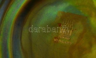 Zsolnay eozin mázas asztali kínáló korsót merítő nő jelenettel, hibátlan, jelzett, 15x10 cm