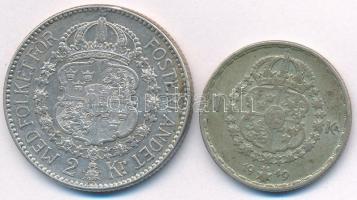 Svédország 1912W 2K Ag "V. Gusztáv" + 1949TS 1K Ag "V. Gusztáv" T:2- ph.
Sweden...