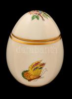 Herendi Viktória mintás ékszertartó tojás, kézzel festett, jelzett, hibátlan, m:6 cm