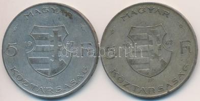 1947. 5Ft Ag "Kossuth" (2x) T:2-,3