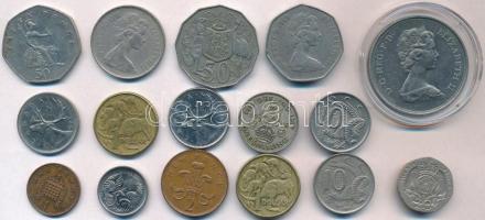 Vegyes 16db-os ausztrál, brit és kanadai fémpénz tétel T:2,2- 16pcs of mixed Australian, British and Canadian metal coins C:XF,VF