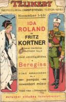 Télikert (Jardin d&#039;Hiver) mulató reklámlapja, Ida Roland és Fritz Kortner a Beregiss szkeccsben; Nagymező utca 22-24. / Hungarian vaudeville theater advertisement, litho  (b)