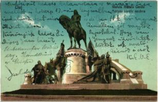 Kolozsvár, Cluj; Mátyás király szobor, kiadja Bernát / statue of King Matthias