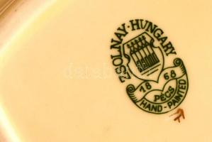 Zsolnay virág és pillangó mintás kis tálka (2db), kézzel festett, jelzett, hibátlan, d:8 cm, 12×8 cm