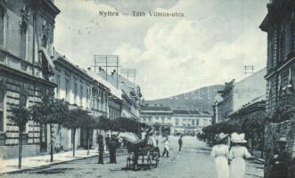 Nyitra, Nitra; Tóth Vilmos utca, Schiller Kávéház és szálloda, kiadja Huszár István / street, hotel and cafe (Rb)