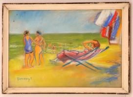 Vaszary jelzéssel: Lido. Pasztell, papír, üvegezett keretben, 35×50 cm