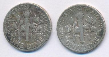 Amerikai Egyesült Államok 1950-1952. 1D Ag "Roosevelt" (2xklf) T:2,2- patina
USA 1950-195...