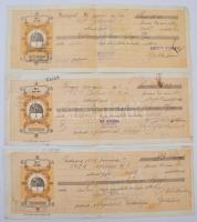 Budapest 1929. 6db váltó részben vagy egészben kitöltve, közte bélyegzettek és lyukasztással érvényt...