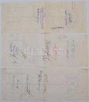 Budapest 1929. 6db váltó részben vagy egészben kitöltve, közte bélyegzettek és lyukasztással érvényt...