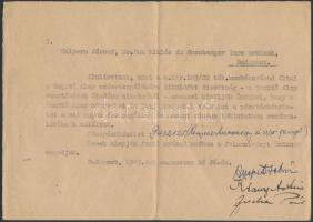 1943 A magyar királyi honvéd 109/22 tábori munkásszázad számvizsgáló bizottságának két levele pénz- és ruhaszállítmány ügyében