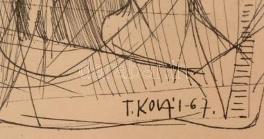 Kovái jelzéssel: Fekvő akt. Tus, papír, üvegezett keretben, 20×31 cm